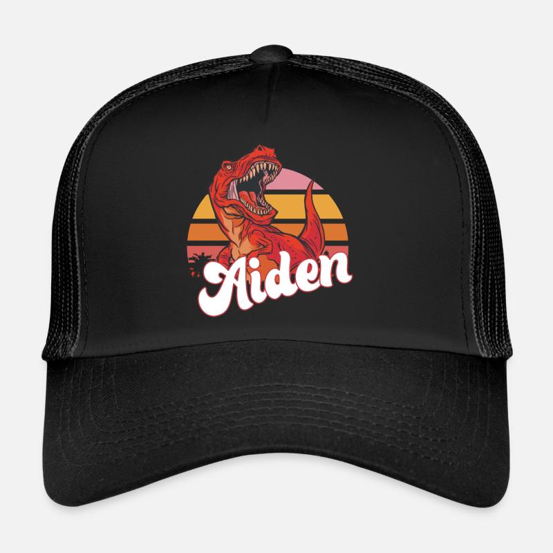 AIDEN - Beau prénom de garçon avec T-REX Dino Casquette trucker 