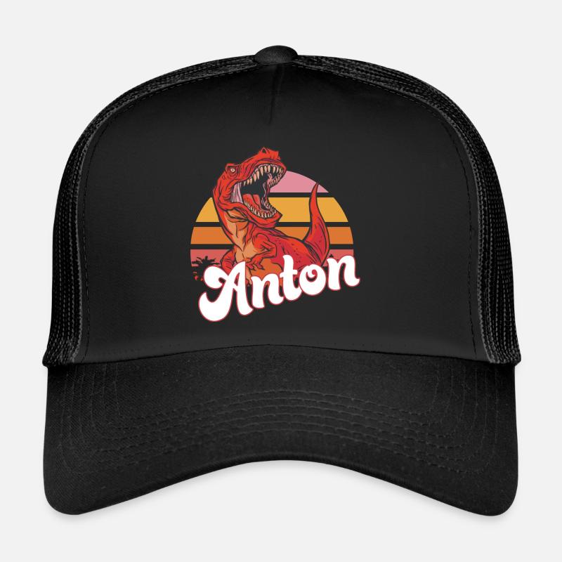 ANTON - Beautiful boy name with T-REX Dino Trucker Cap