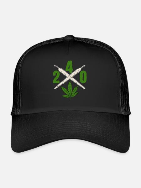 240 Green Cannabis Shirt For High People Weed - Trucker Cap - black/black - Front
