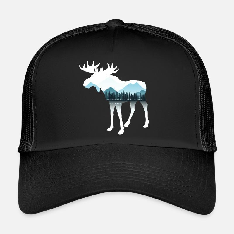 Elch - Trucker Cap - Schwarz/Schwarz