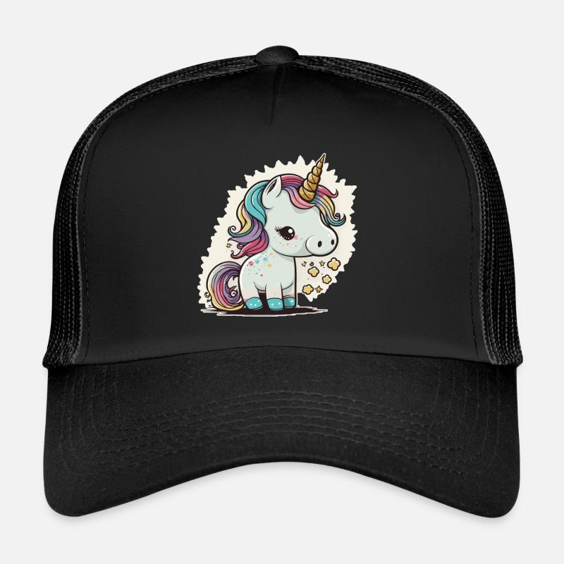 Licorne colorée douce mignonne bande dessinée bande dessinée Casquette trucker 