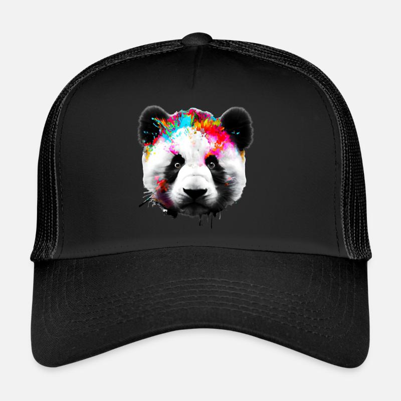 Bunter Panda - Trucker Cap - Schwarz/Schwarz