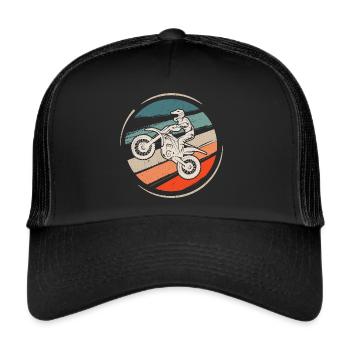 Motorrad Dirtbike Biker Jungen Kinder Motocross - Trucker Cap - Schwarz/Schwarz - Vorne