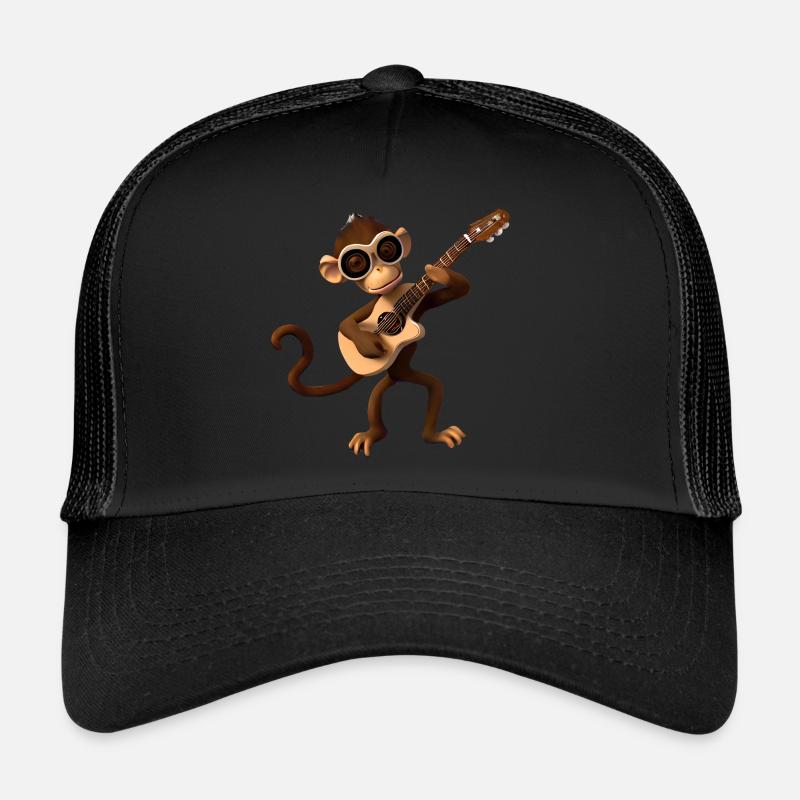 Affe Gitarrist - Trucker Cap - Schwarz/Schwarz