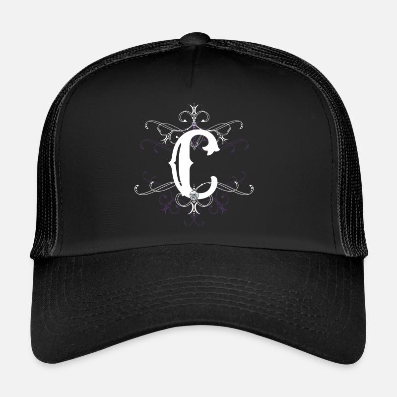 Buchstabe C Buchstabe-C - Trucker Cap - Schwarz/Schwarz
