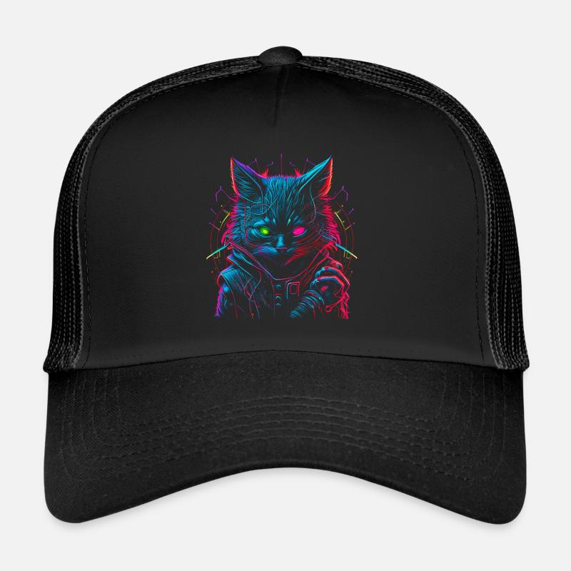 Neon Punk Hacker Katze Trucker Cap