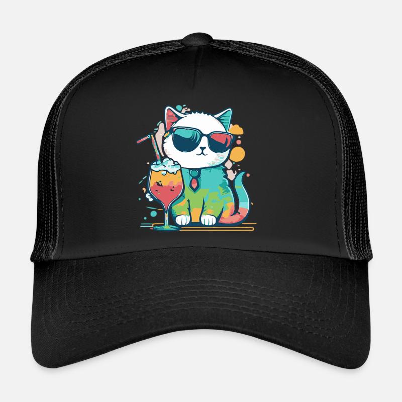 Le chat le plus cool de la plage Casquette trucker 