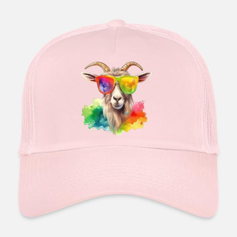 Chèvre fraîche colorée avec des lunettes de soleil Casquette trucker 