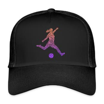 Fußball Spielerin Symbole Mädchen Fußballerin - Trucker Cap - Schwarz/Schwarz - Vorne
