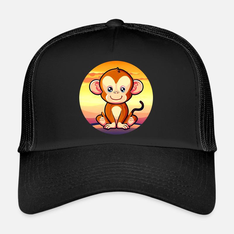 süßer Affe Schimpanse Sunset Design Trucker Cap