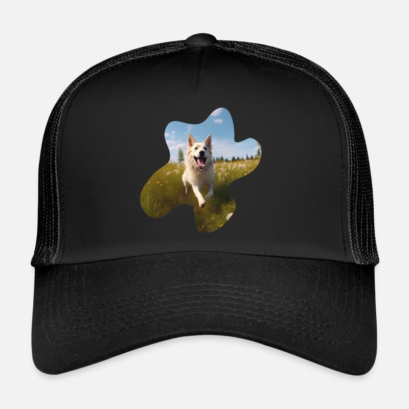 Chien de berger blanc dans un pré Casquette trucker 