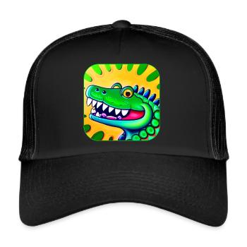 Funny crazy colorful crocodile - Trucker Cap - black/black - Front