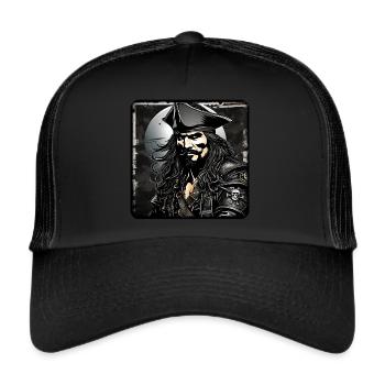 Grim Pirate, Buccaneer, Sailor, Captain - Trucker Cap - black/black - Front