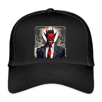 Evil grinning devil with tie and suit - Trucker Cap - black/black - Front