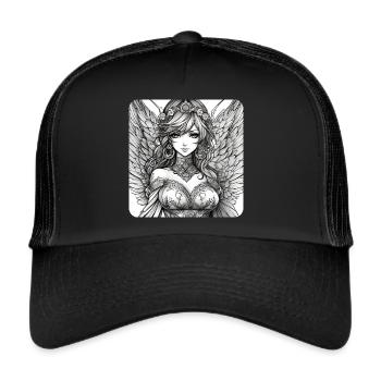 Cute angel with flowers - Trucker Cap - black/black - Front