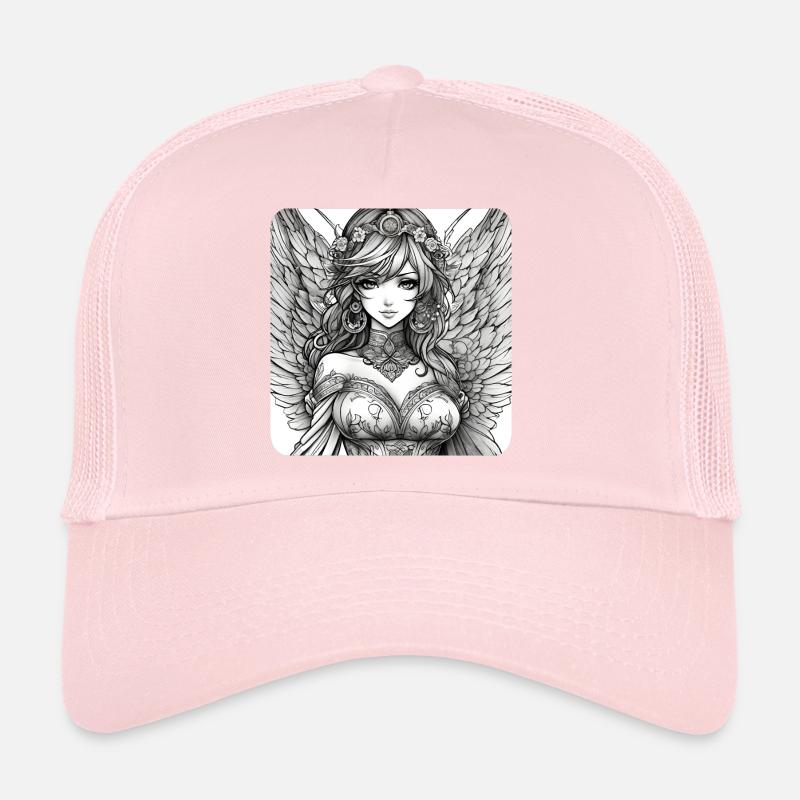 Ange mignon avec des fleurs Casquette trucker 