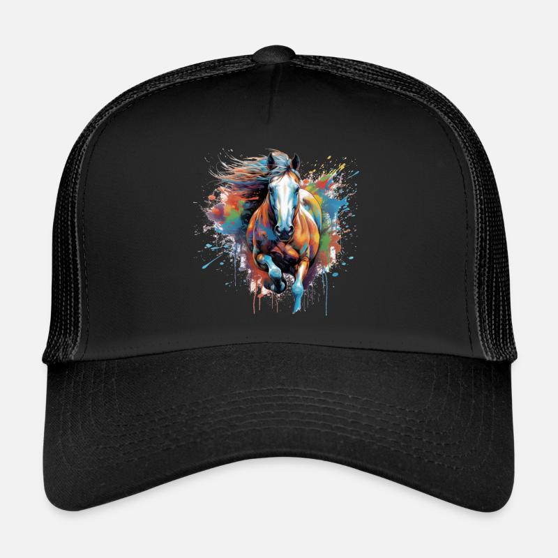 Pferd, Pferd - Trucker Cap - Schwarz/Schwarz