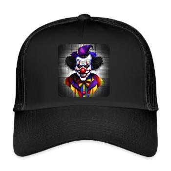 Evil grinning horror clown with red nose - Trucker Cap - black/black - Front