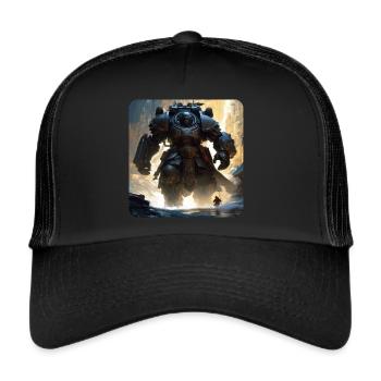 Dunkler Cyborg Android Krieger - Trucker Cap - Schwarz/Schwarz - Vorne