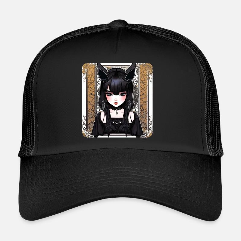 Mysterious Cool Gothic Girl Trucker Cap