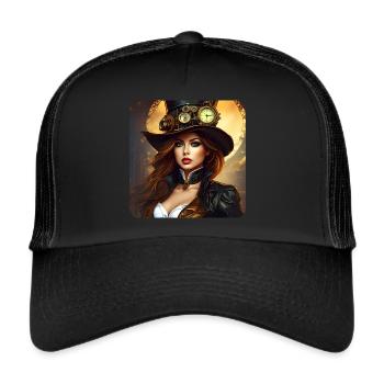 Cool Steampunk Girl - Trucker Cap - black/black - Front