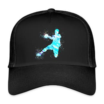 Handball, Handballer, Graffiti,Malerei - Trucker Cap - Schwarz/Schwarz - Vorne