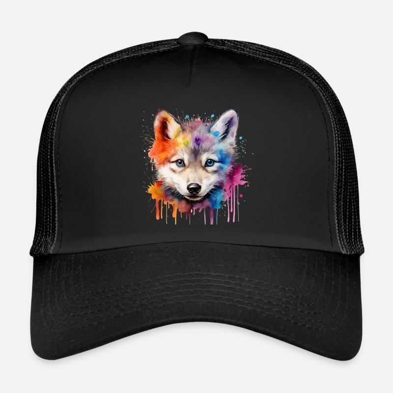 wolf, gray wolf, wolf cub Trucker Cap