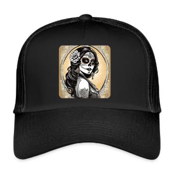 Dia de los Muertos Woman with Flowers - Trucker Cap - black/black - Front