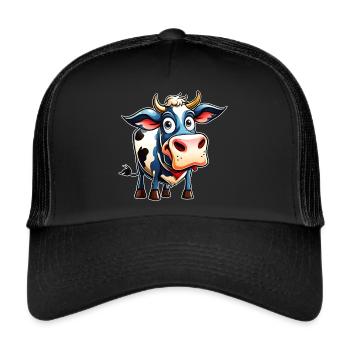 Lustige Kuh - Trucker Cap - Schwarz/Schwarz - Vorne