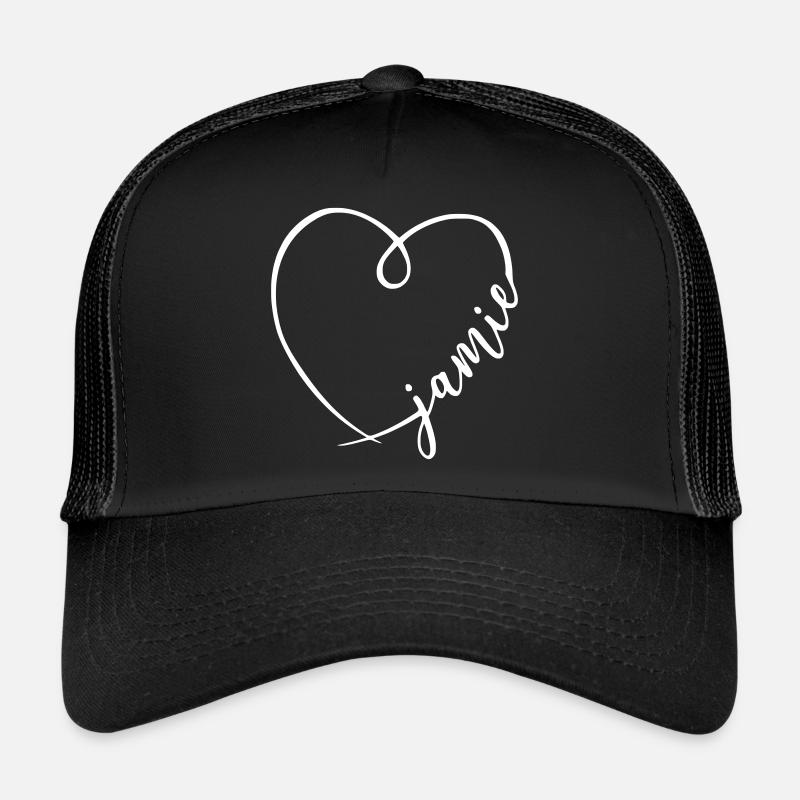 Jamie Name Kalligrafie Herz Trucker Cap