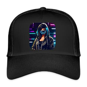 Fille Cyberpunk Cool - Casquette trucker  - noir/noir - Devant