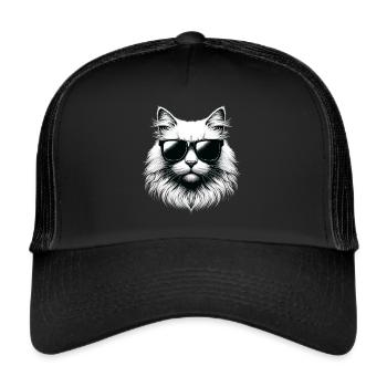 Casual cat in summer - Trucker Cap - black/black - Front