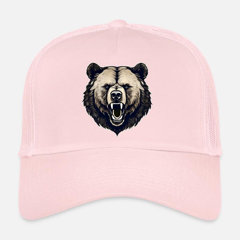 Stolzer brüllender Bär im Retro Style Trucker Cap