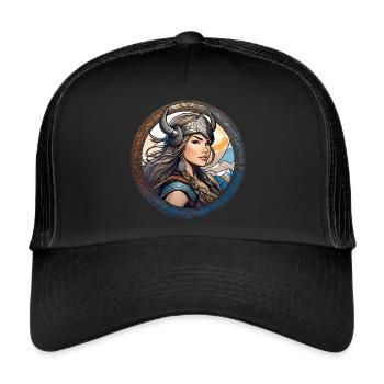 Stolze Wikingerin Germanin Schildmaid - Trucker Cap - Schwarz/Schwarz - Vorne
