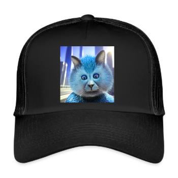 Cross-eyed cat,cat, squint, blue eyes - Trucker Cap - black/black - Front