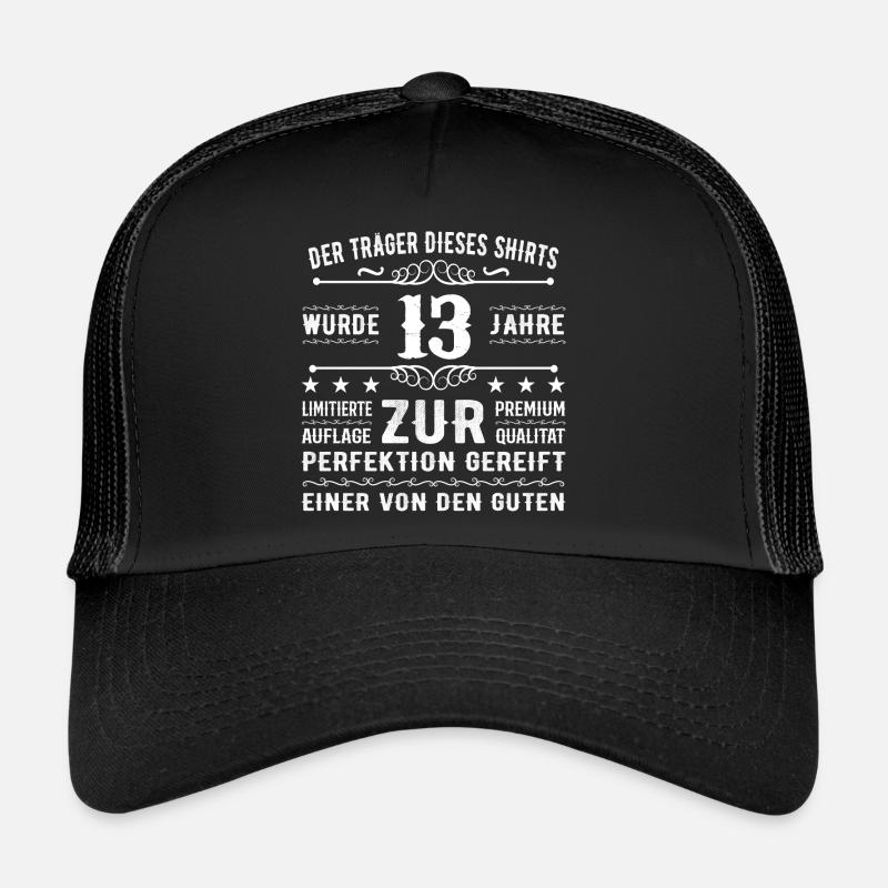 13 Jahre Geschenkidee zum 13 - Geburtstag - Trucker Cap - Schwarz/Schwarz