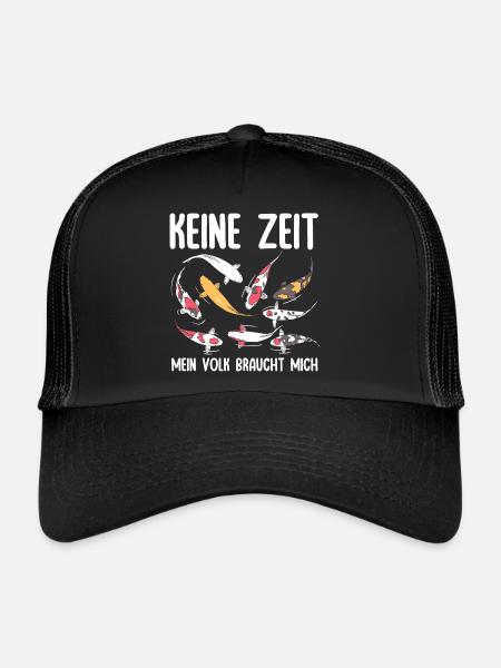 Pas le temps, mon peuple a besoin de moi, carpe koï - Casquette trucker  - noir/noir - Devant
