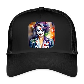 Cool Harlequin Poker Gothic Girl - Trucker Cap - black/black - Front