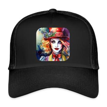 Cool Harlequin Poker Gothic Girl - Trucker Cap - black/black - Front