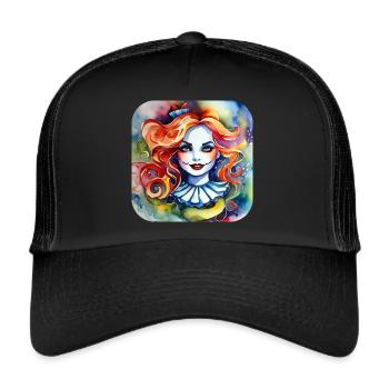 Cool Harlequin Gothic Girl - Trucker Cap - black/black - Front