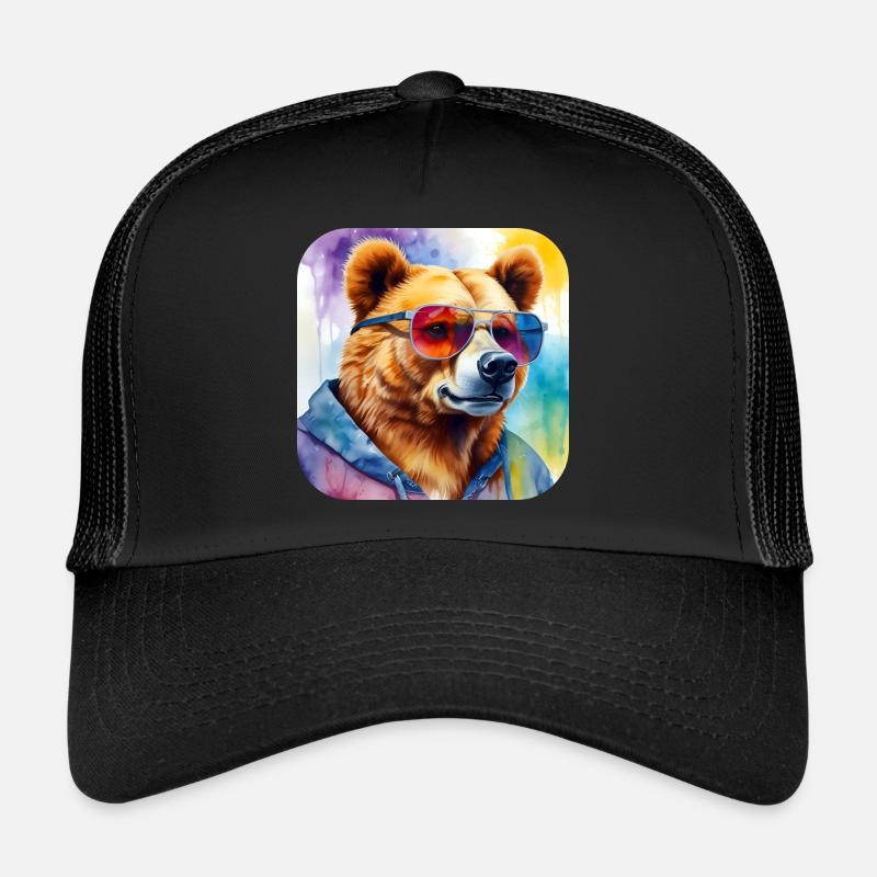 Ours cool avec des lunettes de soleil Casquette trucker 