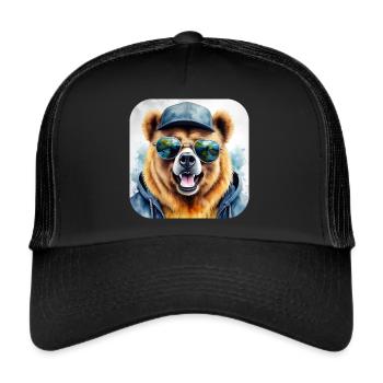 Ours cool avec des lunettes de soleil - Casquette trucker  - noir/noir - Devant
