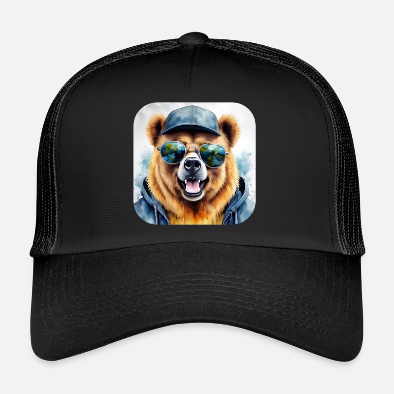 Ours cool avec des lunettes de soleil Casquette trucker 