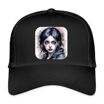 Cool Gothic Punk Girl - Trucker Cap - black/black - Front