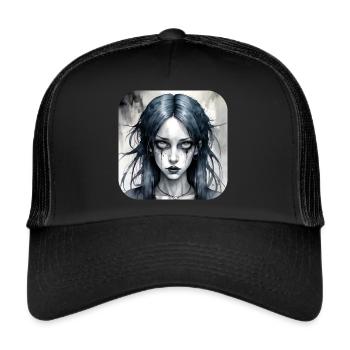 Cool Gothic Punk Girl - Trucker Cap - black/black - Front