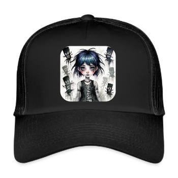 Cool Gothic Punk Girl - Trucker Cap - black/black - Front