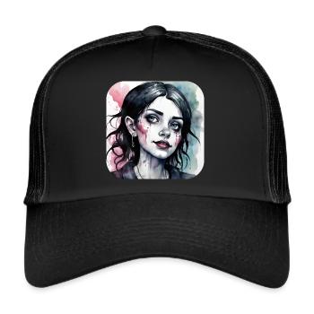Cool Gothic Punk Girl - Trucker Cap - black/black - Front