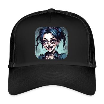 Cool Gothic Punk Girl - Trucker Cap - black/black - Front