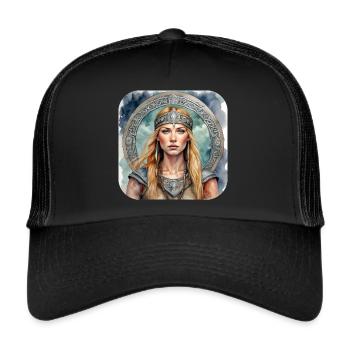 Stolze Wikingerin Germanin Schildmaid - Trucker Cap - Schwarz/Schwarz - Vorne