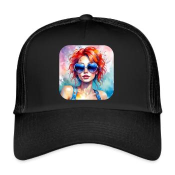 Cool Girl avec des coeurs Lunettes de soleil - Casquette trucker  - noir/noir - Devant
